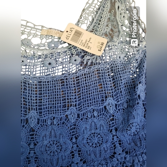 💕Delia's‎ knit/crochet crop tank top Womens Size S New - Picture 3 of 5